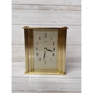 VTG ⏰ clock SEIKO quartz Japan seikosha QQZ015G IMNA Brass/Gold